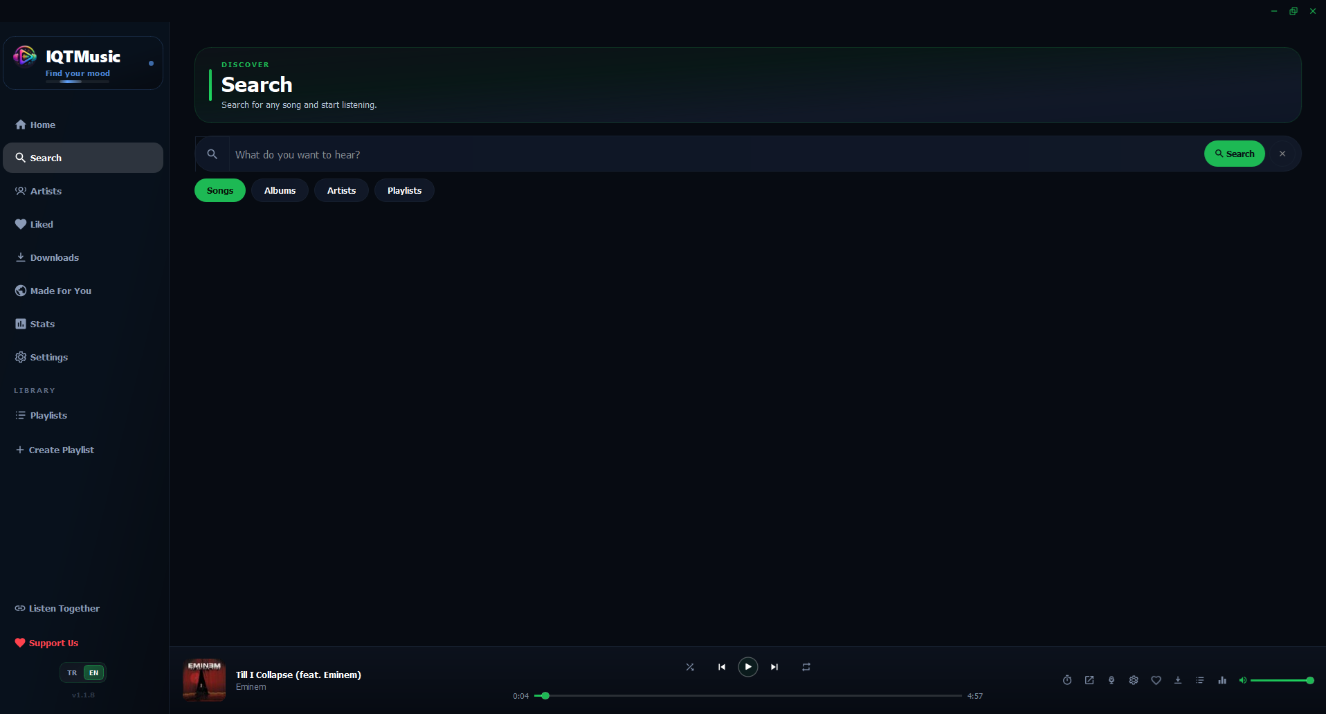 IQTMusic ana ekran